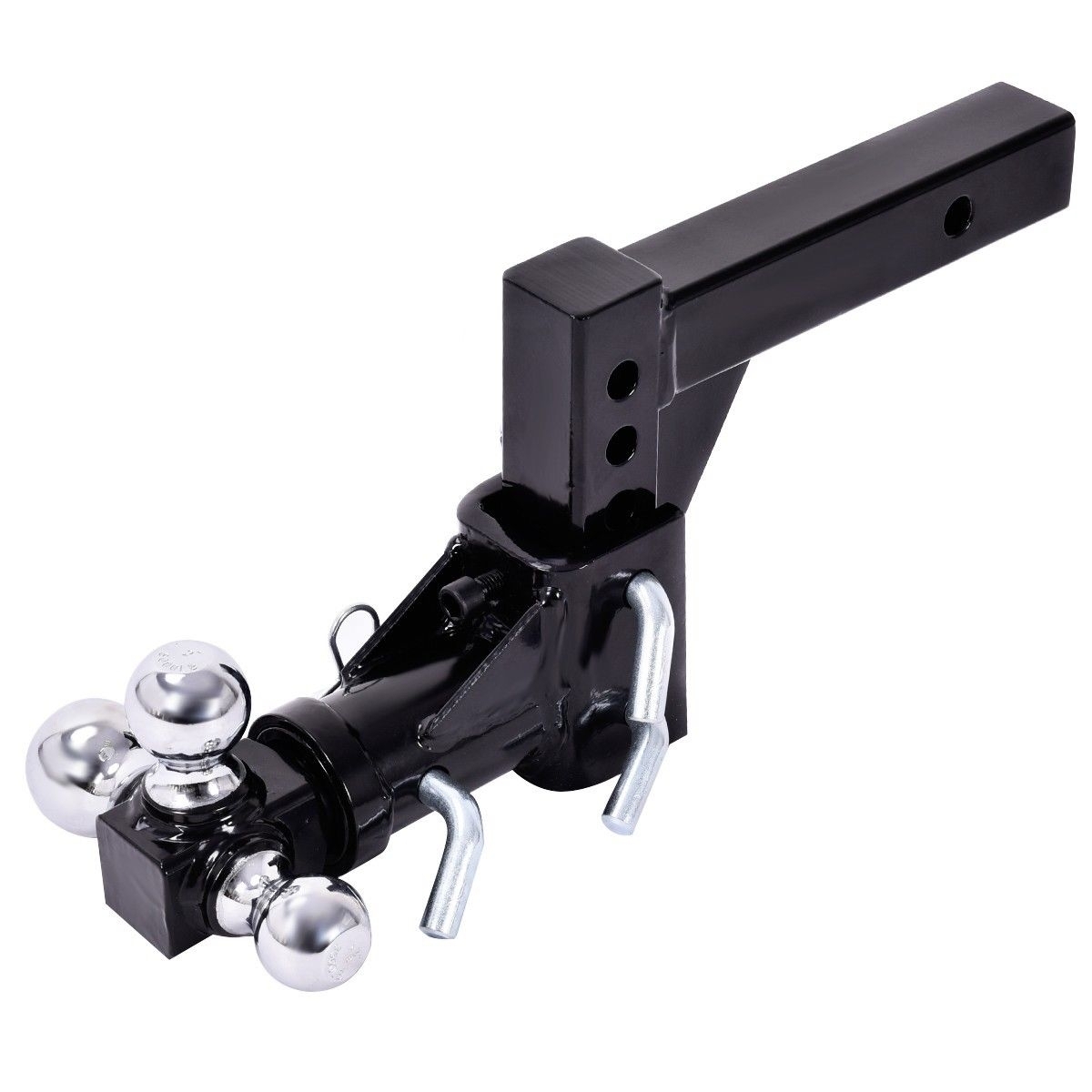 Triple Ball Swivel Adjustable Drop Turn Trailer Tow Hitch Mount For 2'' Receiver