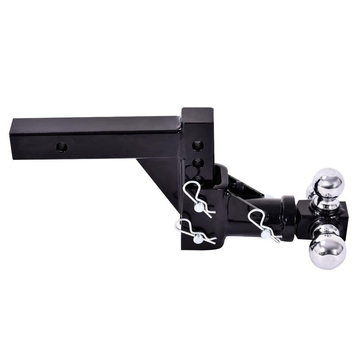 Triple Ball Swivel Adjustable Drop Turn Trailer Tow Hitch Mount For 2'' Receiver