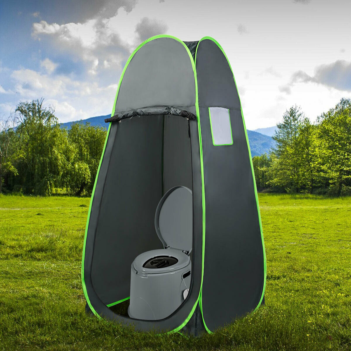Portable Travel Toilet Indoor Outdoor W/Paper Holder Camping Hiking Boating