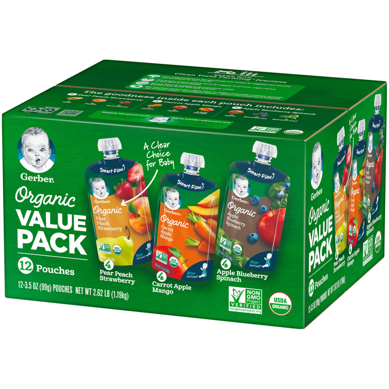 Gerber Organic 2nd Foods Variety Pack, 3.5 Ounce (12 Count)