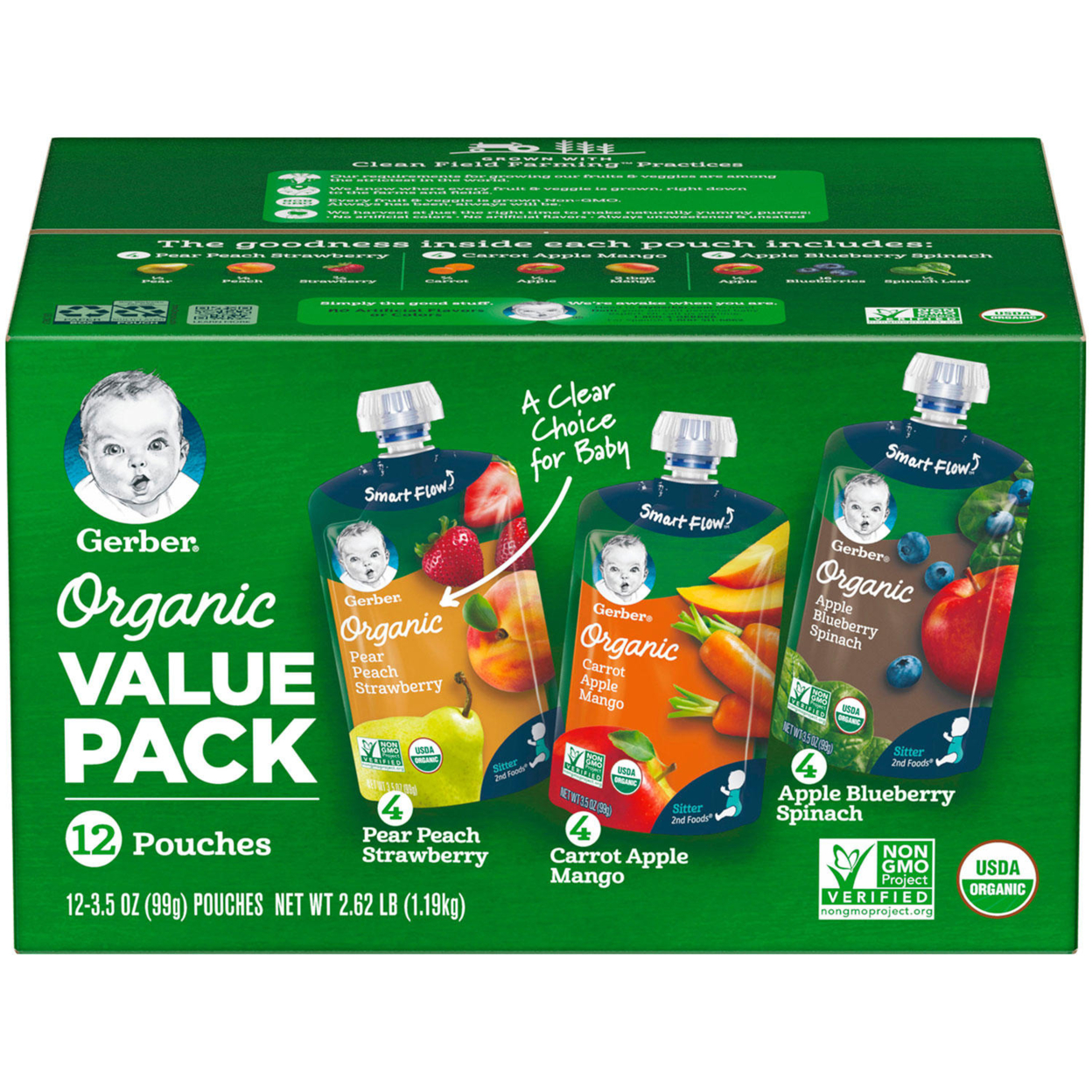 Gerber Organic 2nd Foods Variety Pack, 3.5 Ounce (12 Count)