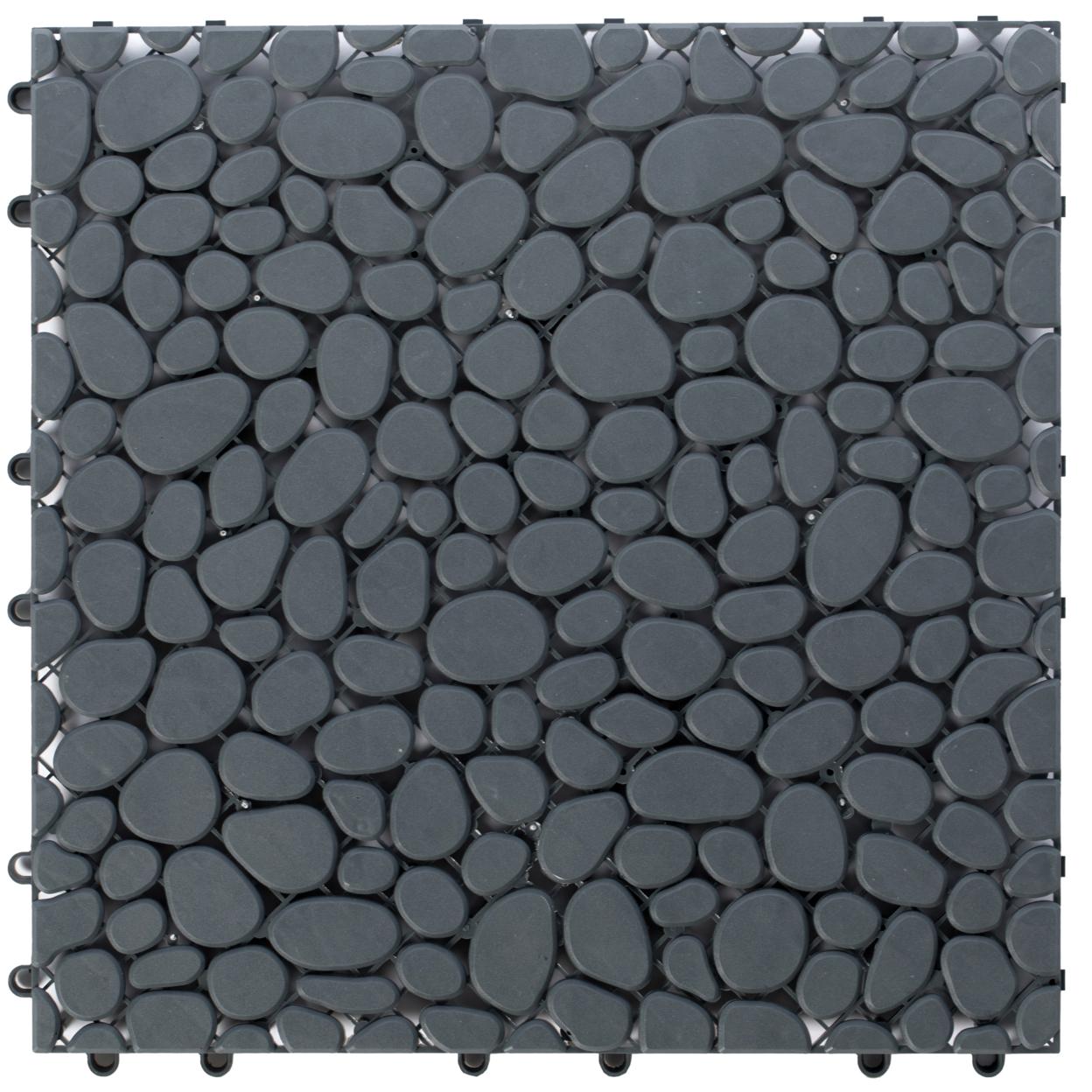 Interlocking Cobbled Stone Look Garden Pathway Tiles, Decorative Floor Grass Pavers Anti- Slip Mat, 5 Pack