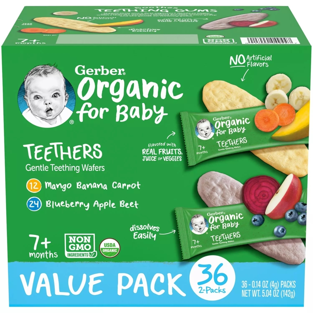 Gerber Organic Teethers, Variety Pack (36 Count)