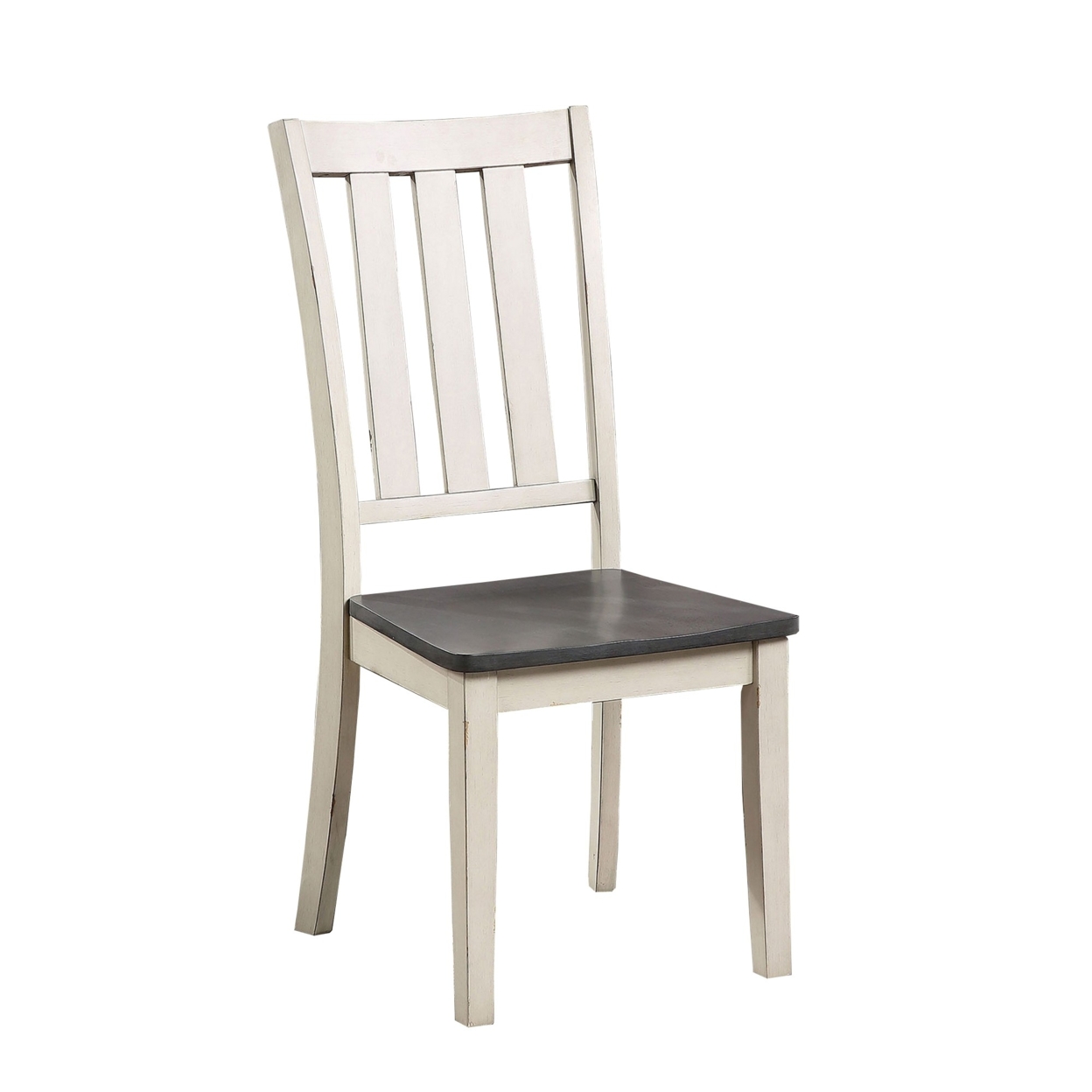 Flared Slatted Back Side Chair With Block Legs, Set Of 2, White- Saltoro Sherpi