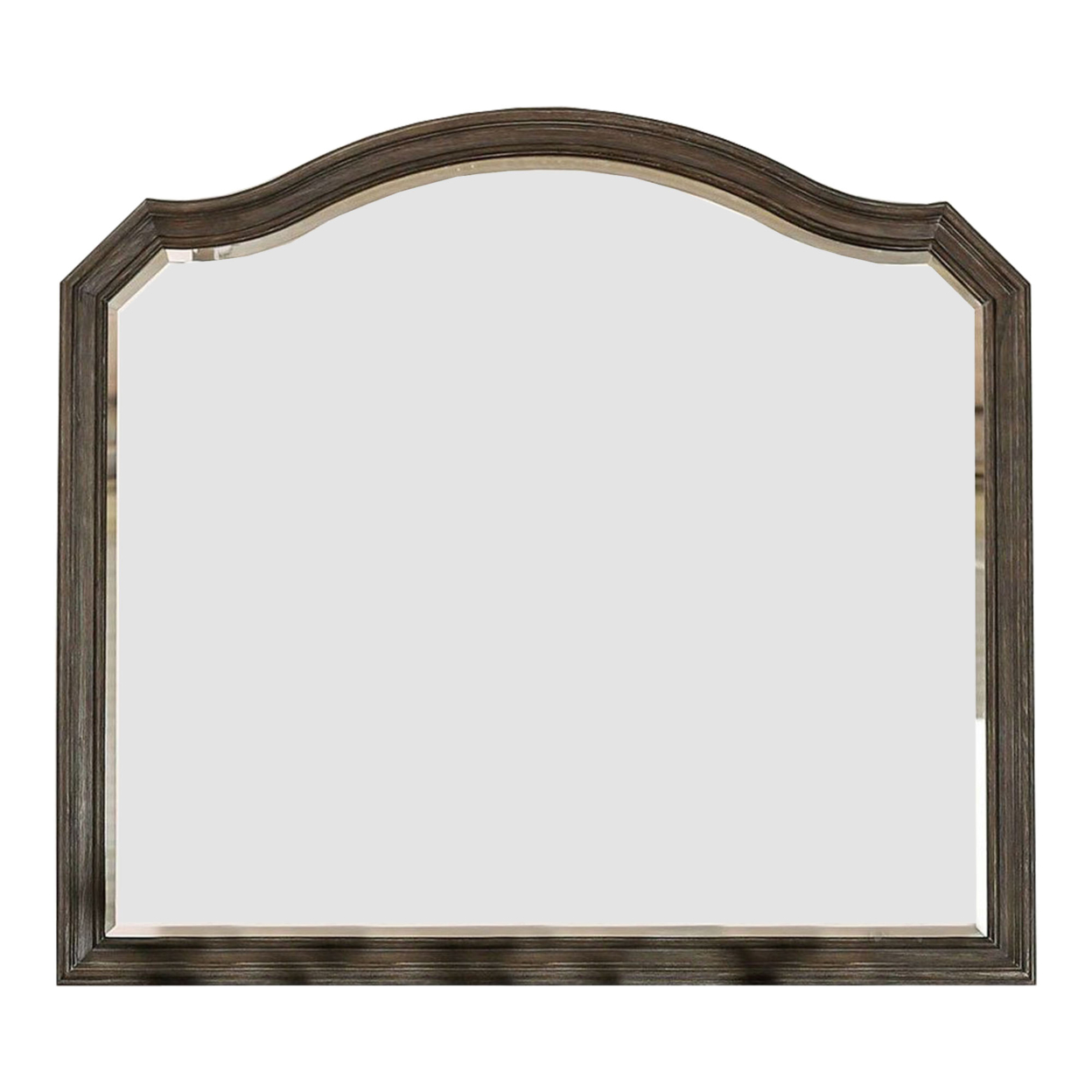 43.5 Inches Scalloped Mirror With Molded Details, Brown- Saltoro Sherpi