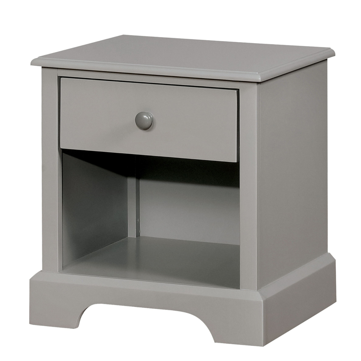 1 Drawer Transitional Wooden Nightstand With Open Compartment, Gray- Saltoro Sherpi