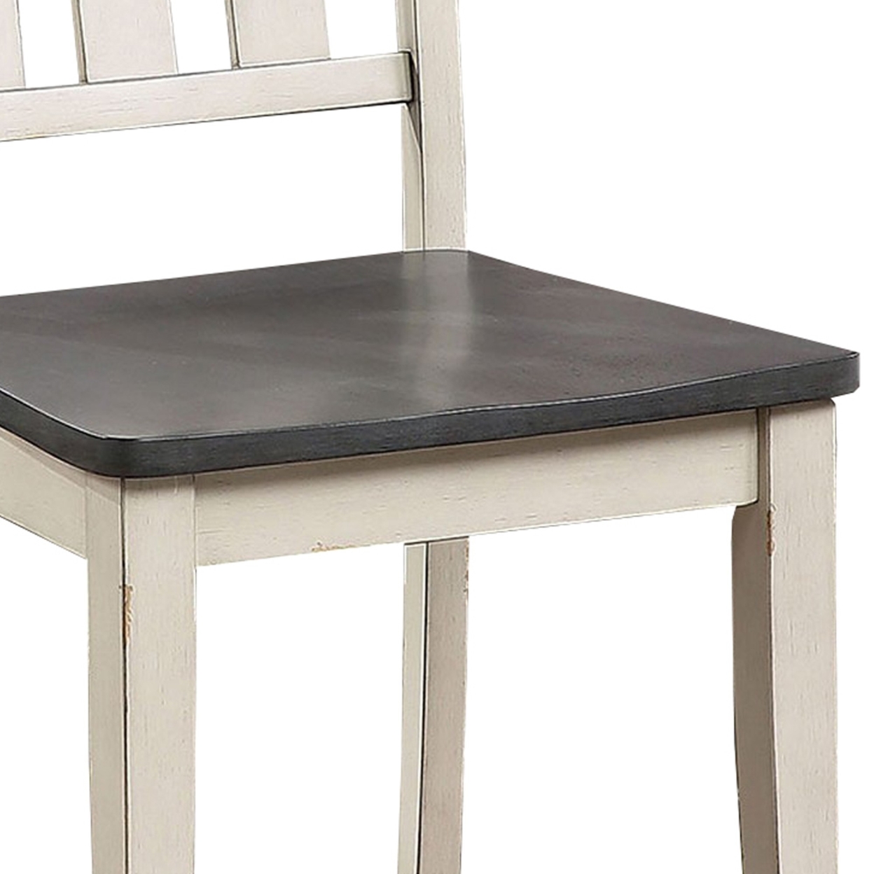 Flared Slatted Back Side Chair With Block Legs, Set Of 2, White- Saltoro Sherpi