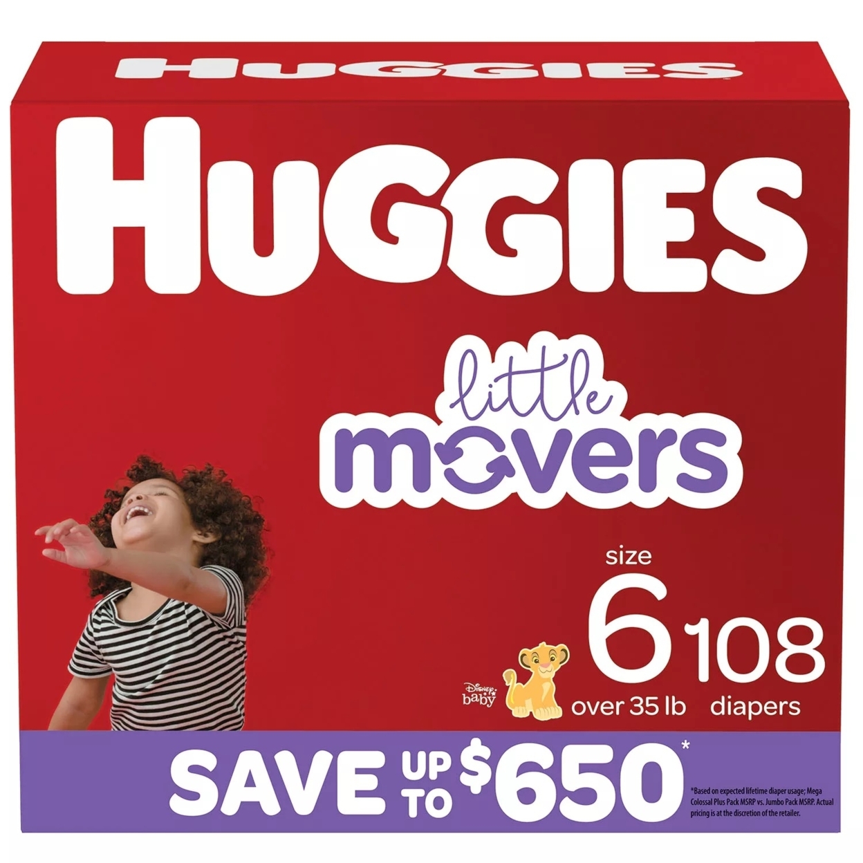 Huggies Little Movers Diapers, Size 6 - 35+ Pounds (108 Count)