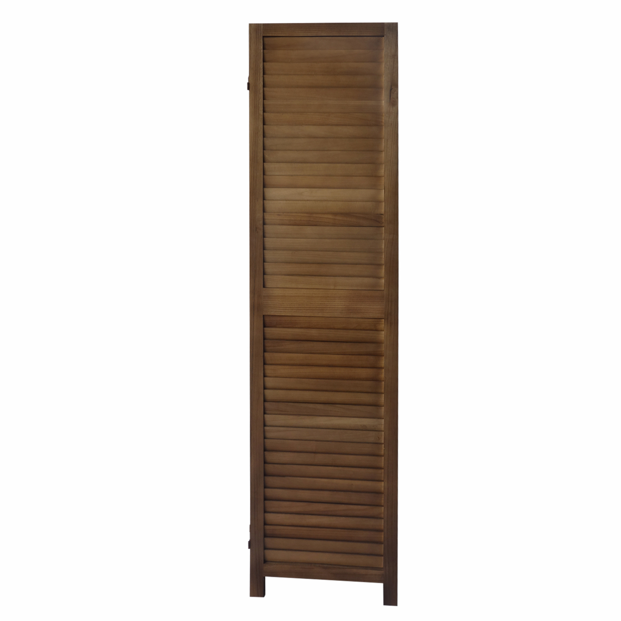 67 Inch Paulownia Wood Panel Divider Screen, Shutter Design, 3 Panels, Natural Oak Brown- Saltoro Sherpi