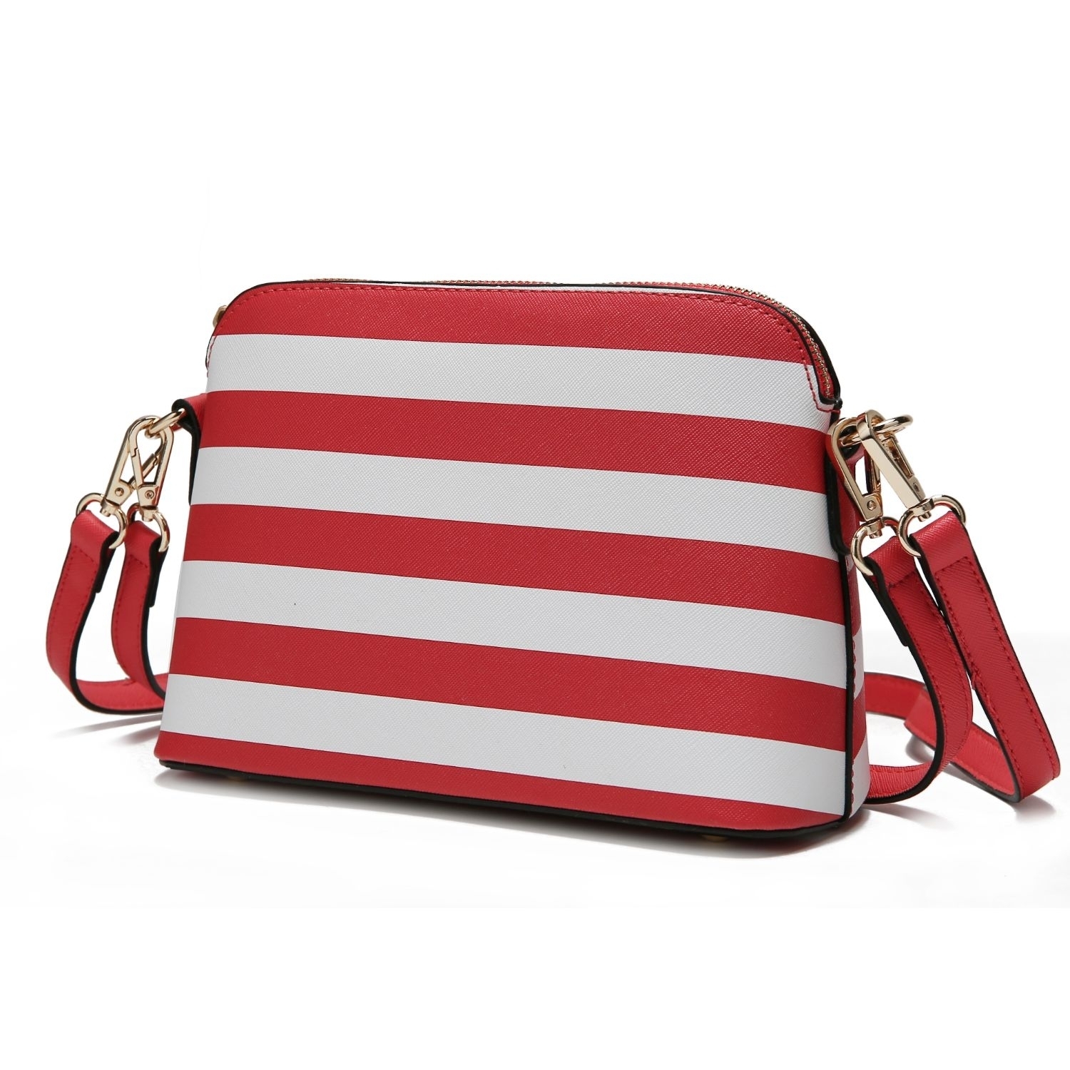 MKF Collection Kimmy Striped Crossbody Handbag By Mia K. - Coral