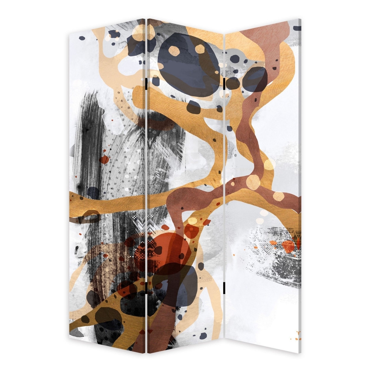 72 Inch 3 Panel Canvas Room Divider With Splash Print,Multicolor- Saltoro Sherpi