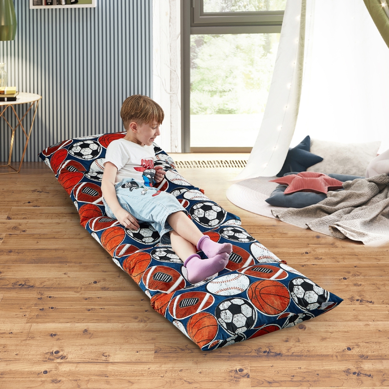 Floor Pillow Cover-Microfiber-Nap Mat-Requires 5 Standard Twin Size Pillows - Princess Pink