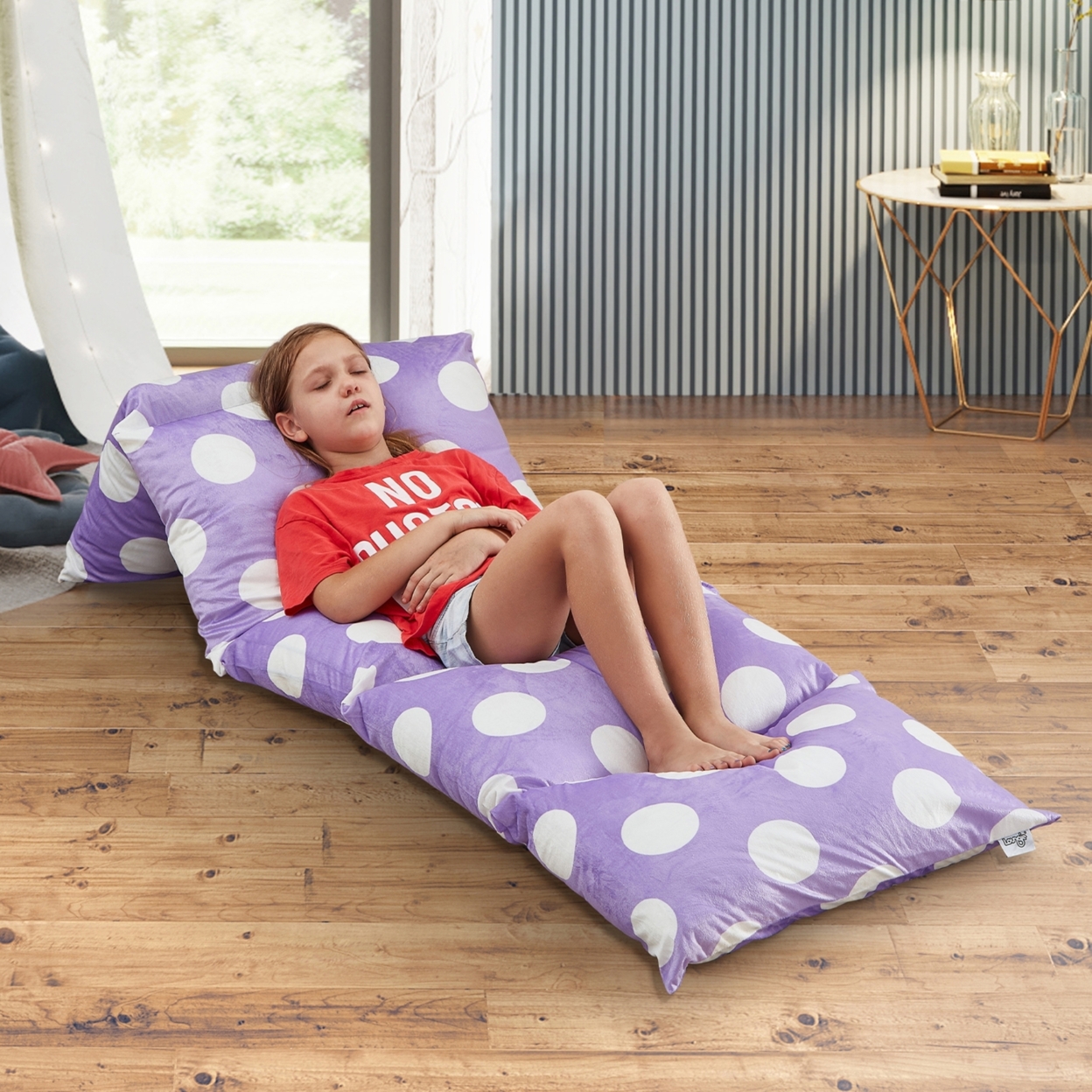 Floor Pillow Cover-Microfiber-Nap Mat-Requires 5 Standard Twin Size Pillows-Stars-Dot - Purple Polka Dots