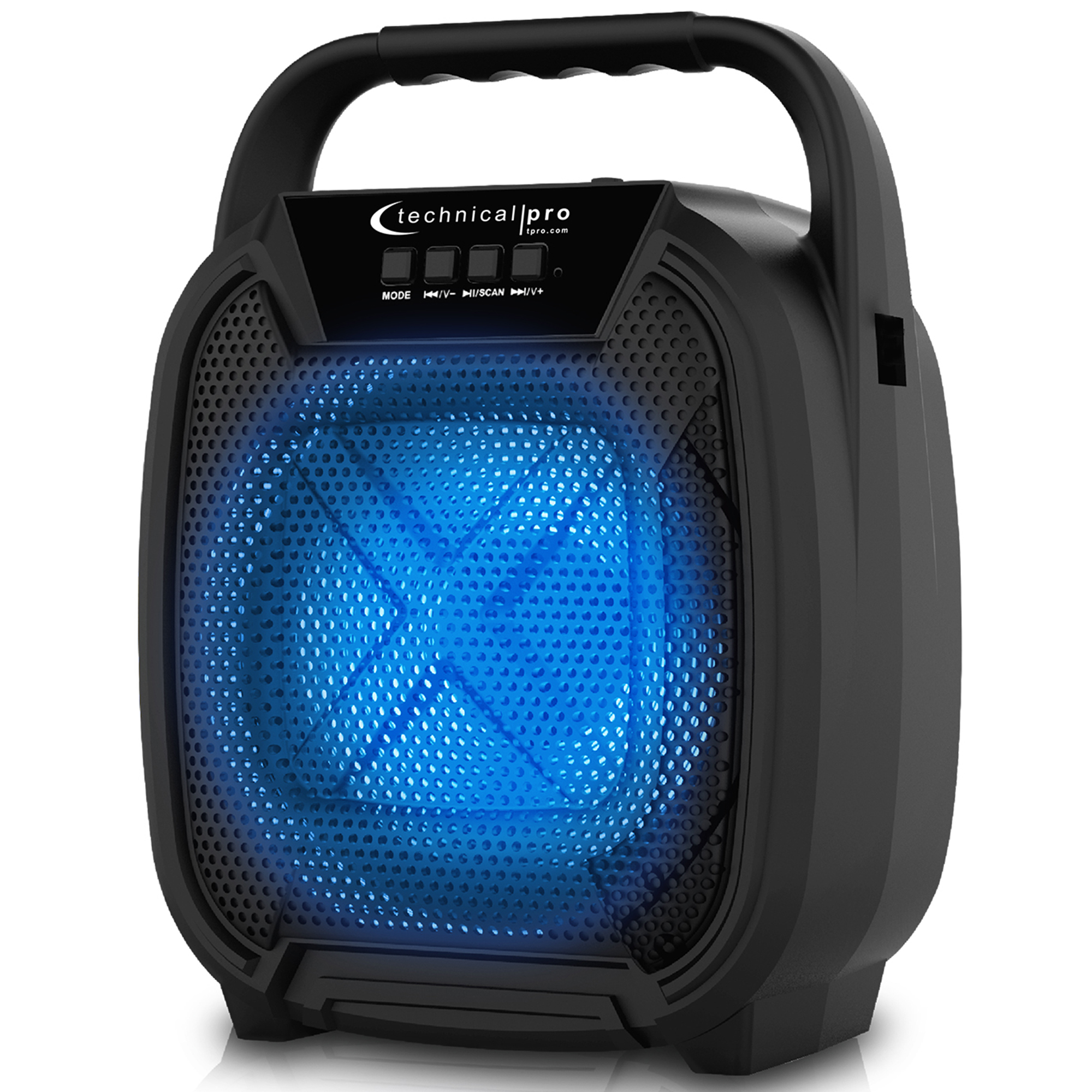 Technical Pro Portable 300 Watts Bluetooth Speaker Offers 3 Hours Of Continual Music W/ USB CD, Mic Inputs, FM Radio, And Carry Handle