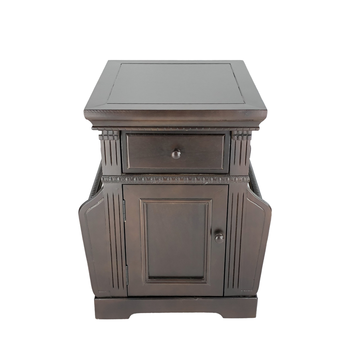 Transitional Magazine Cabinet With 1 Drawer And 1 Cabinet, Brown- Saltoro Sherpi