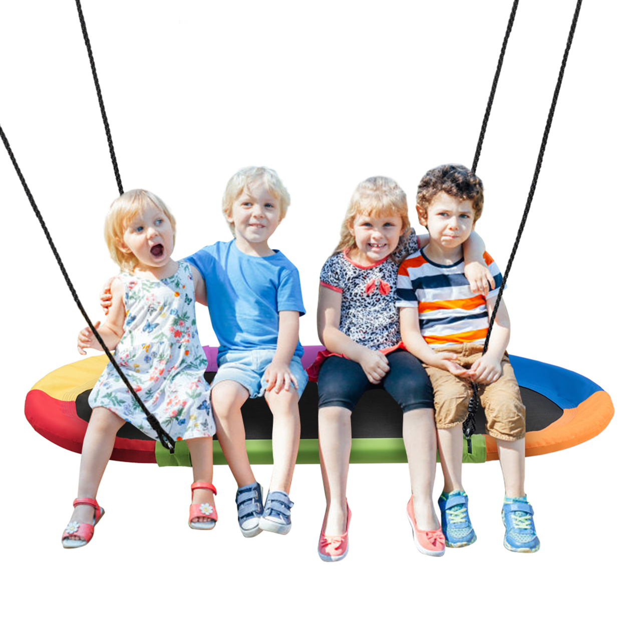 60'' Saucer Tree Swing Surf Outdoor Adjustable Kids Giant Oval Platform Swing Set - Colorful