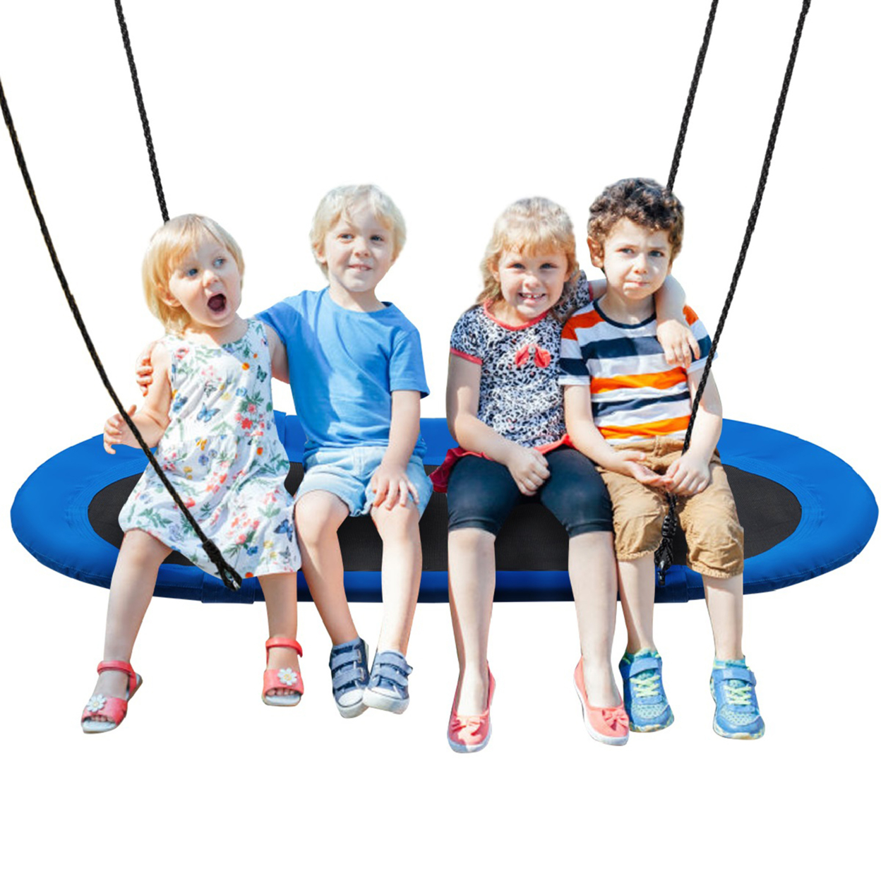 60'' Saucer Tree Swing Surf Outdoor Adjustable Kids Giant Oval Platform Swing Set - Blue