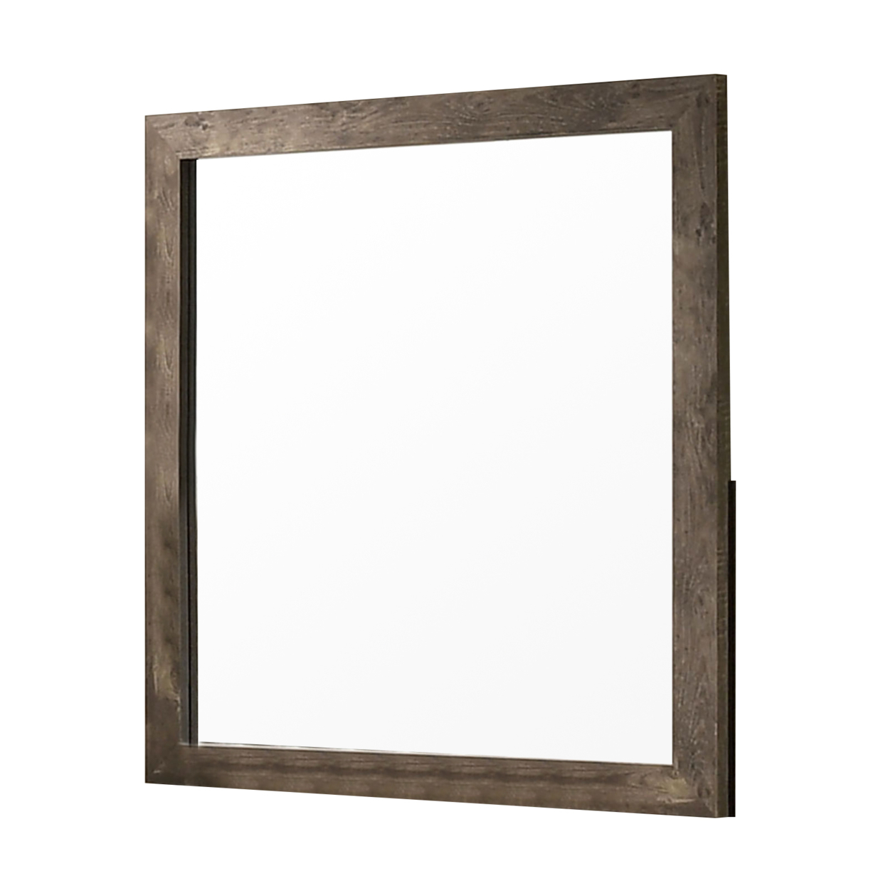 Farmhouse Style Square Wooden Frame Mirror With Grain Details, Brown- Saltoro Sherpi