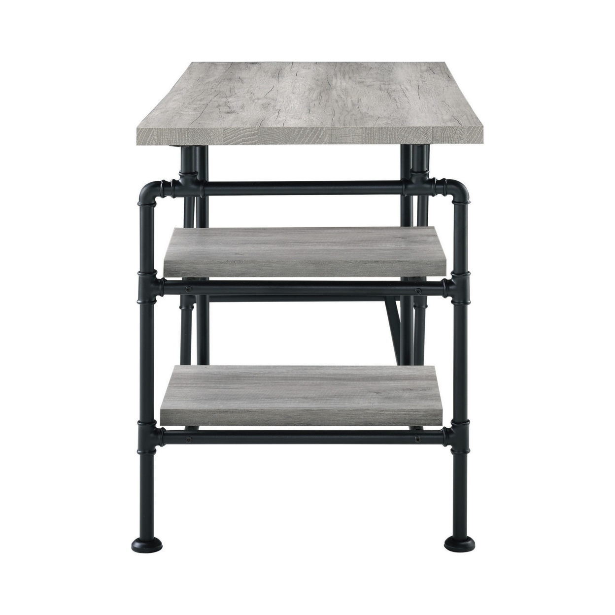 47 Inch Wooden And Metal Writing Desk, Black And Gray- Saltoro Sherpi