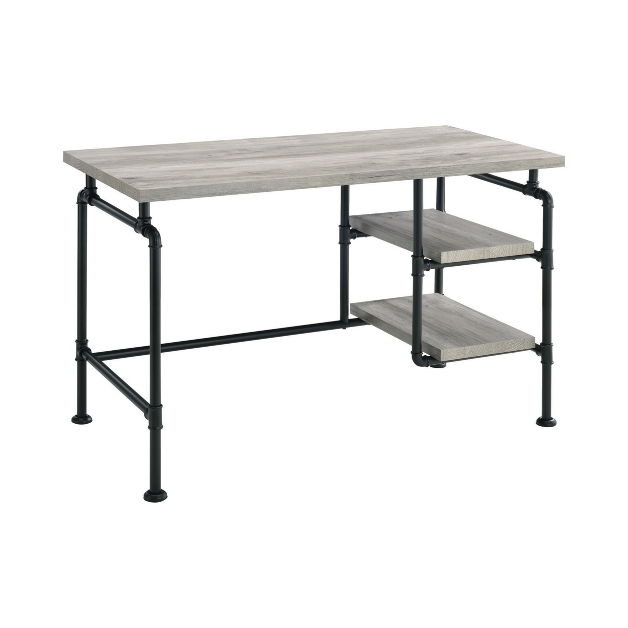 47 Inch Wooden And Metal Writing Desk, Black And Gray- Saltoro Sherpi