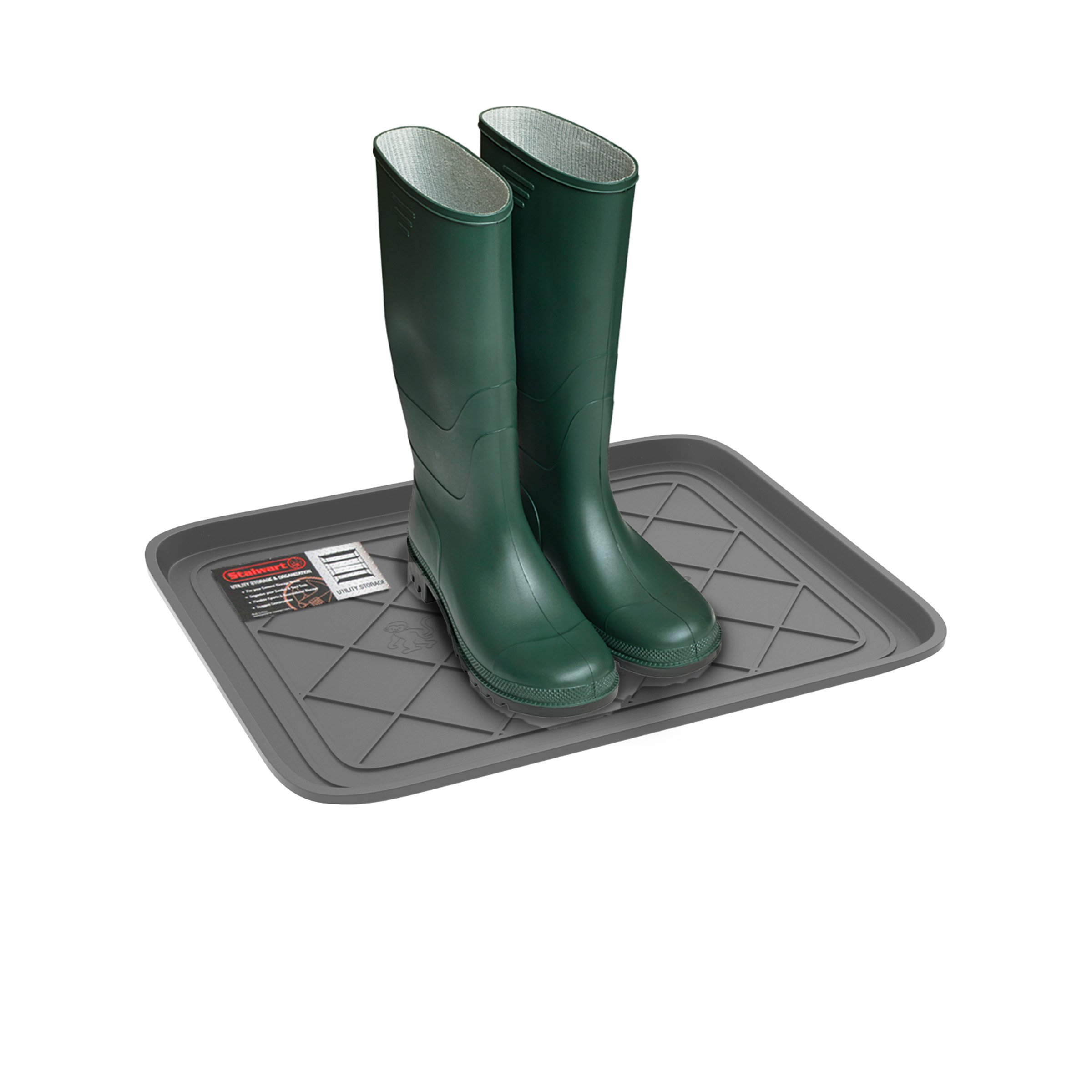 Gray Utility Boot Tray Paint Floor Protection Waterproof Recycled Plastics Eco Friendly 19.75 X 15.5 Inch