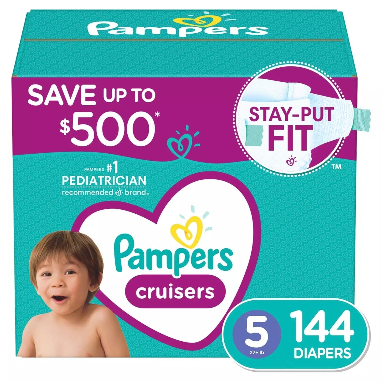 Pampers Cruisers Diapers - Size 5 (27+ Pounds), 144 Count