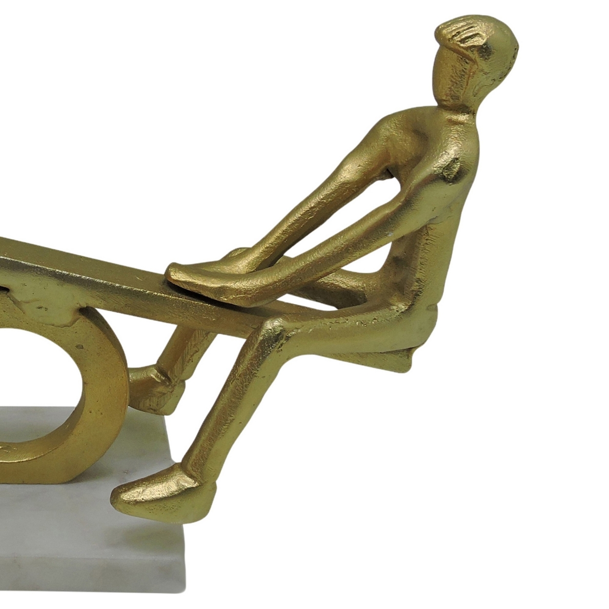 17 Inches Metal Couple On Seesaw Sculpture, Gold- Saltoro Sherpi