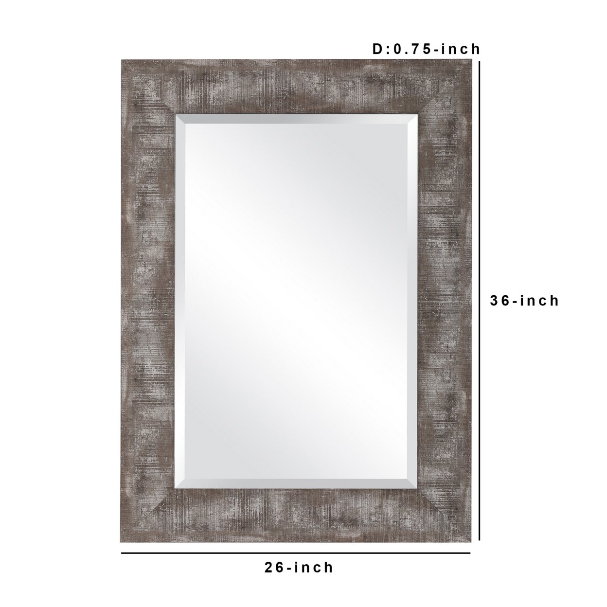 26 Inch Rustic Wooden Frame Mirror, Light Brown- Saltoro Sherpi
