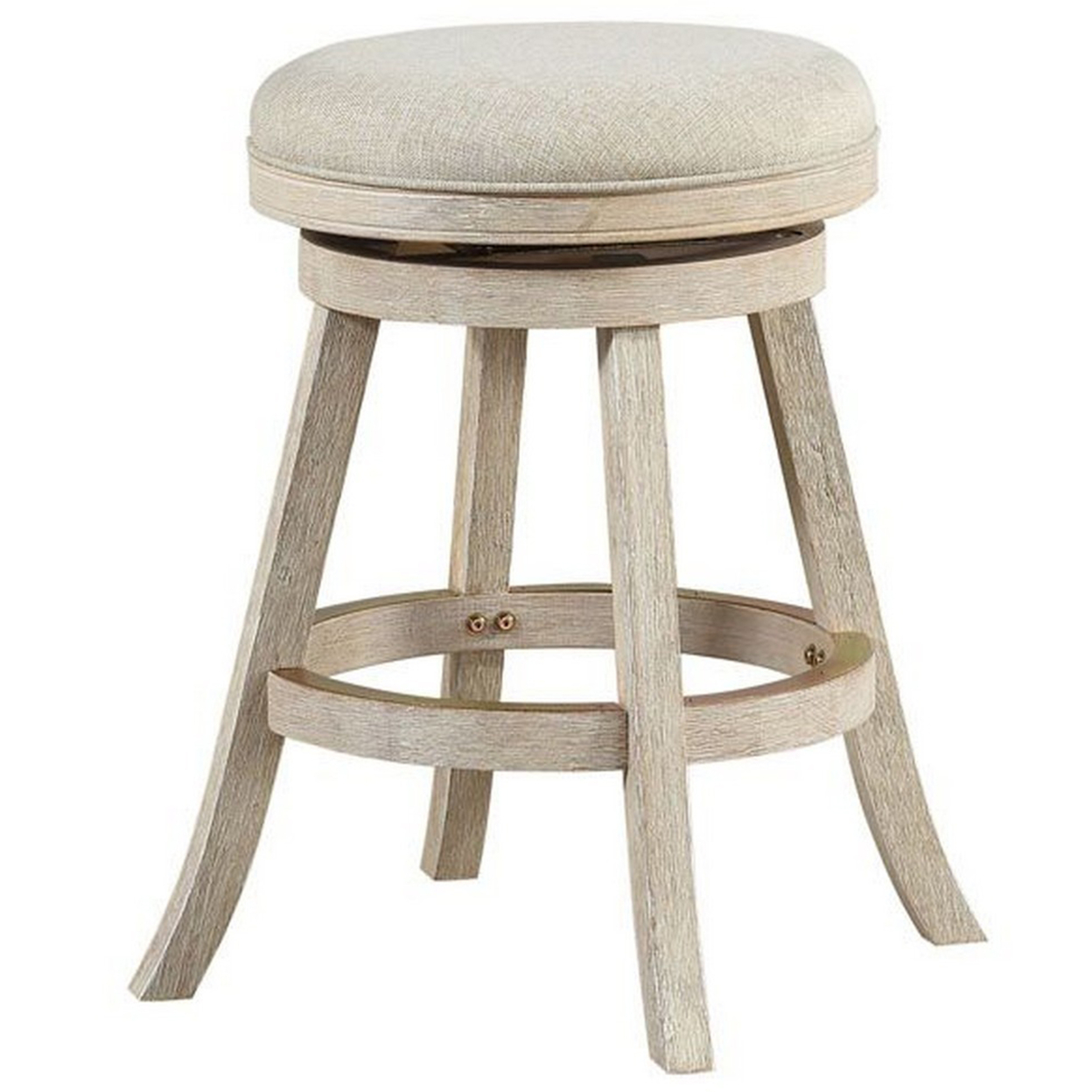Wooden Swivel Counter Stool With Round Fabric Seat, Gray- Saltoro Sherpi