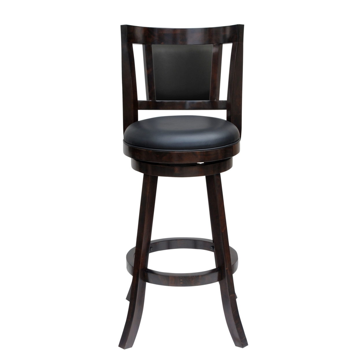 29 Inches Swivel Wooden Frame Counter Stool With Padded Back, Dark Brown- Saltoro Sherpi