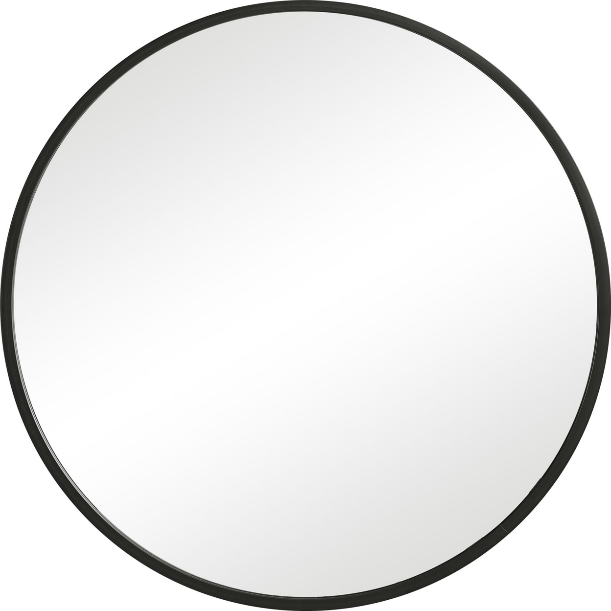43 Inches Round Shape Sleek Frame Mirror, Black- Saltoro Sherpi