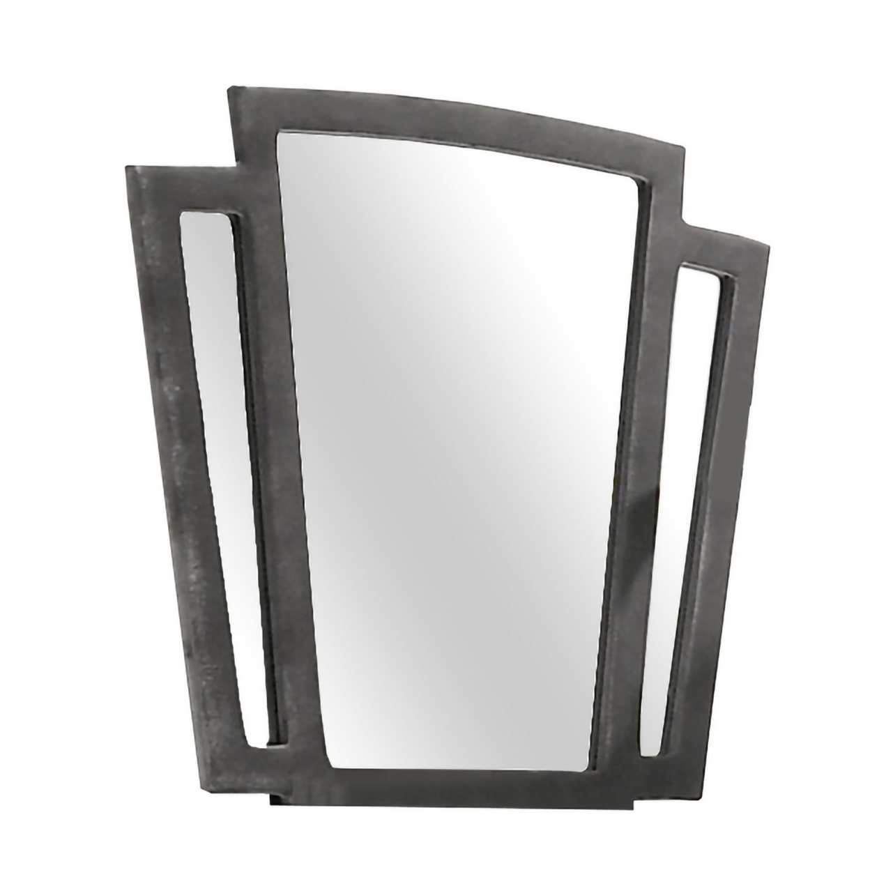 Tapered Fabric Frame Mirror With Mounting Hardware, Dark Gray- Saltoro Sherpi