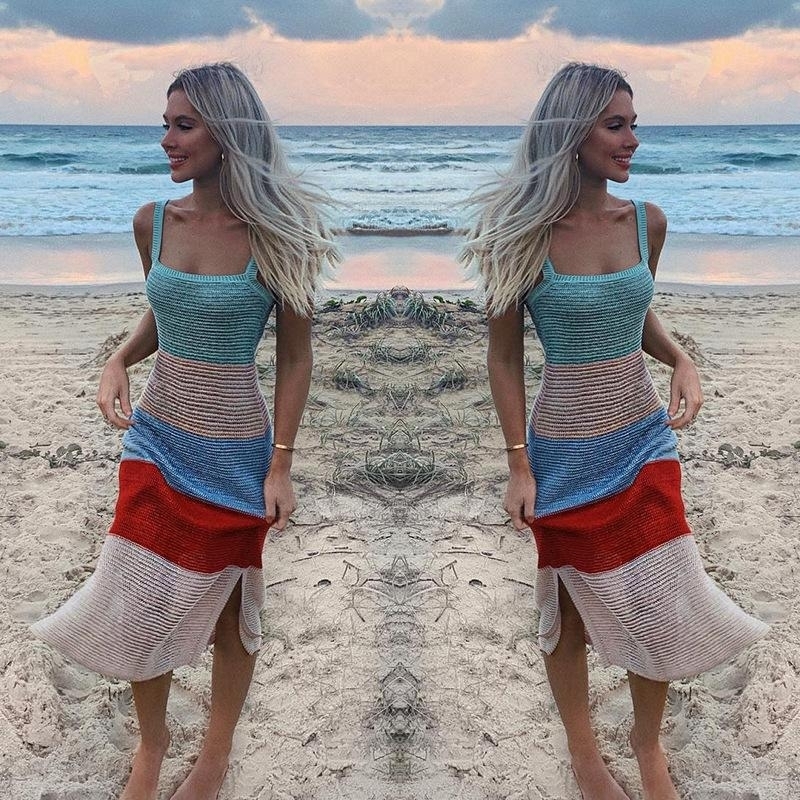 Multicolor Strap Beach Maxi Dress - S