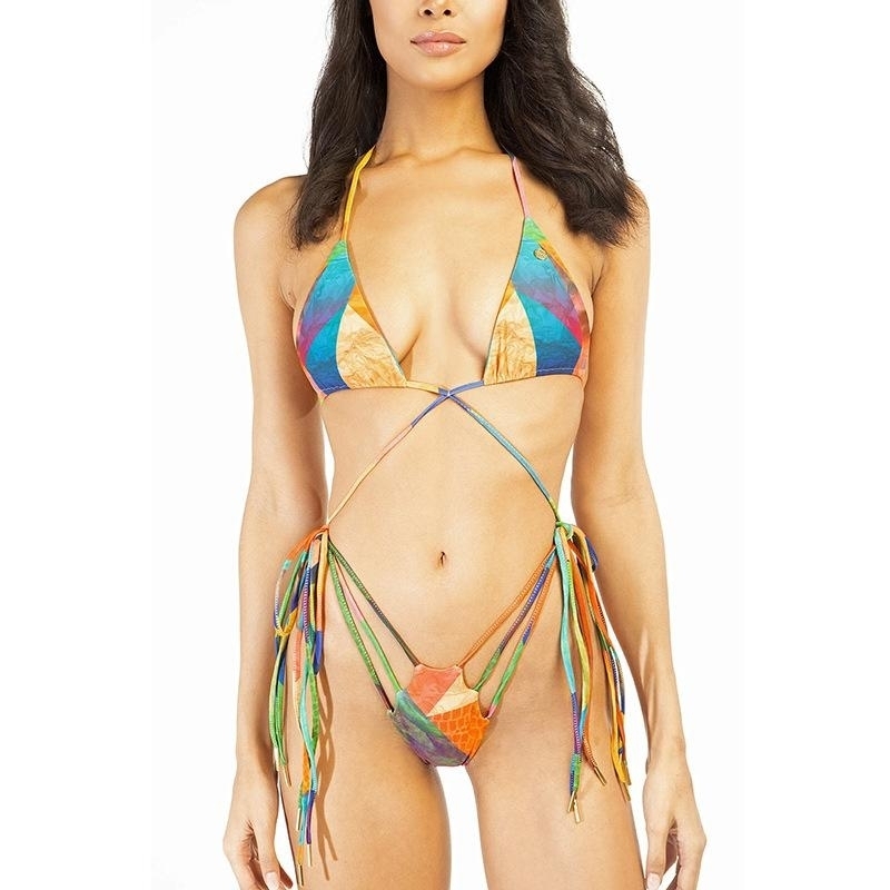 Sexy Print Halter Beach Swimsuit Bikini Set Swimsuit Swimwear - L