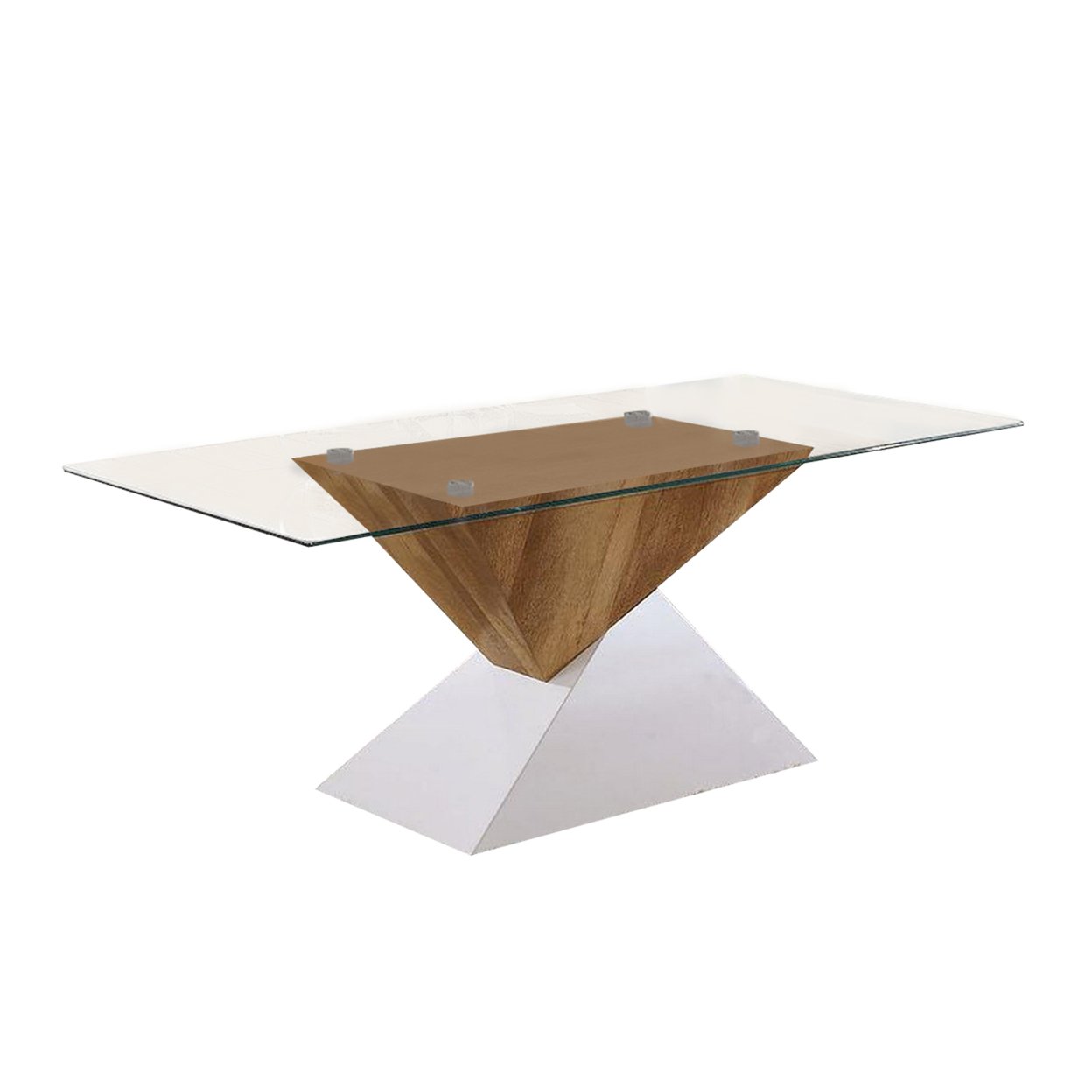 Two Tone Wooden End Table With Pedestal Base, White And Brown- Saltoro Sherpi