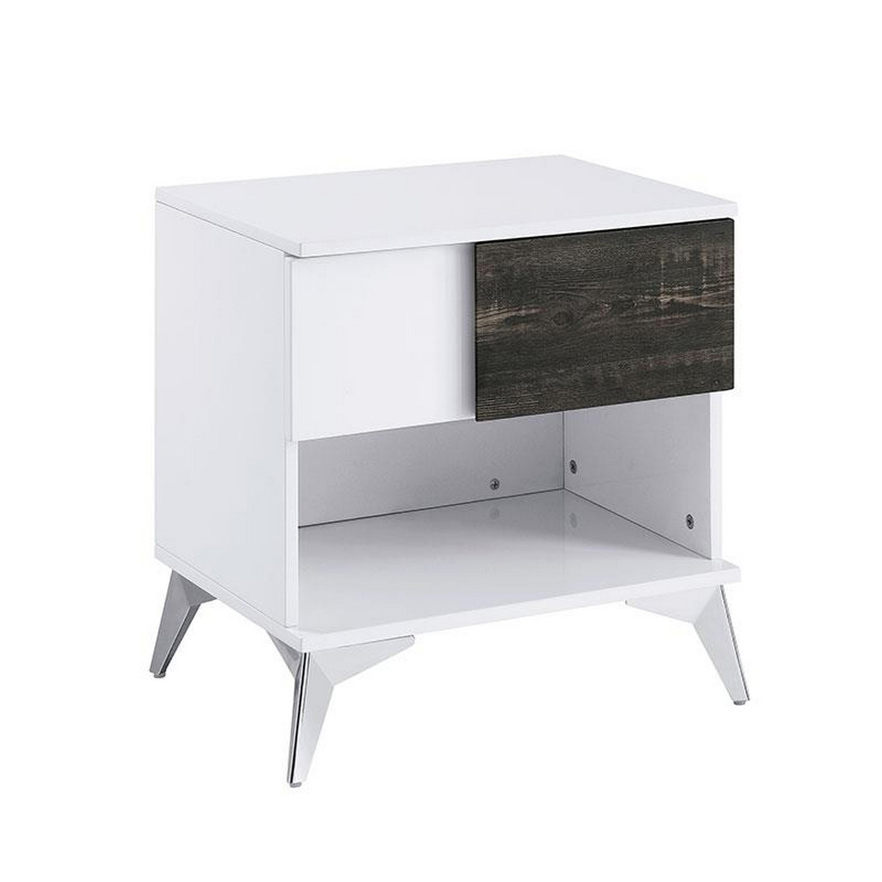 Two Tone End Table With Open Shelf, White And Brown- Saltoro Sherpi