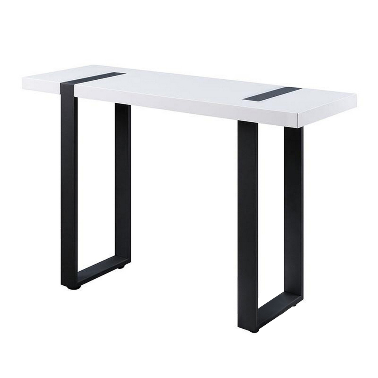 Two Tone Modern Sofa Table With Metal Legs, White And Black- Saltoro Sherpi