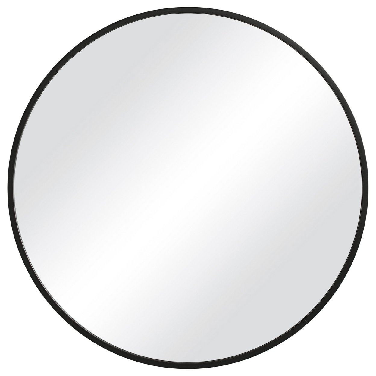 37 Inches Round Shape Sleek Frame Mirror, Black- Saltoro Sherpi
