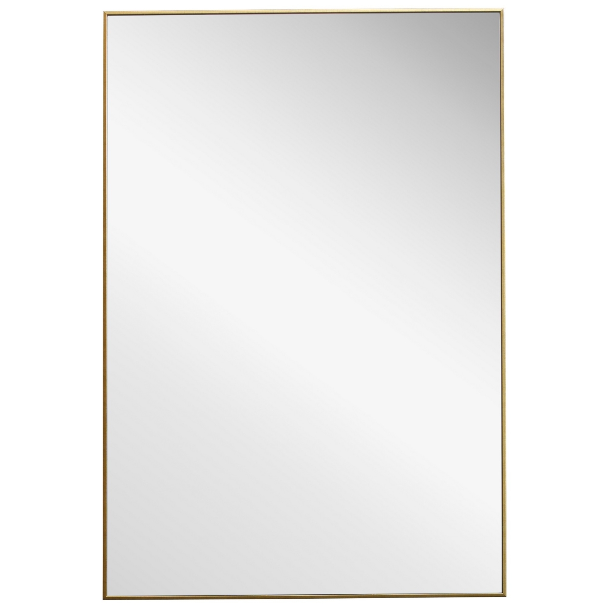 Rectangular Thin Wooden Frame Mirror, Gold- Saltoro Sherpi