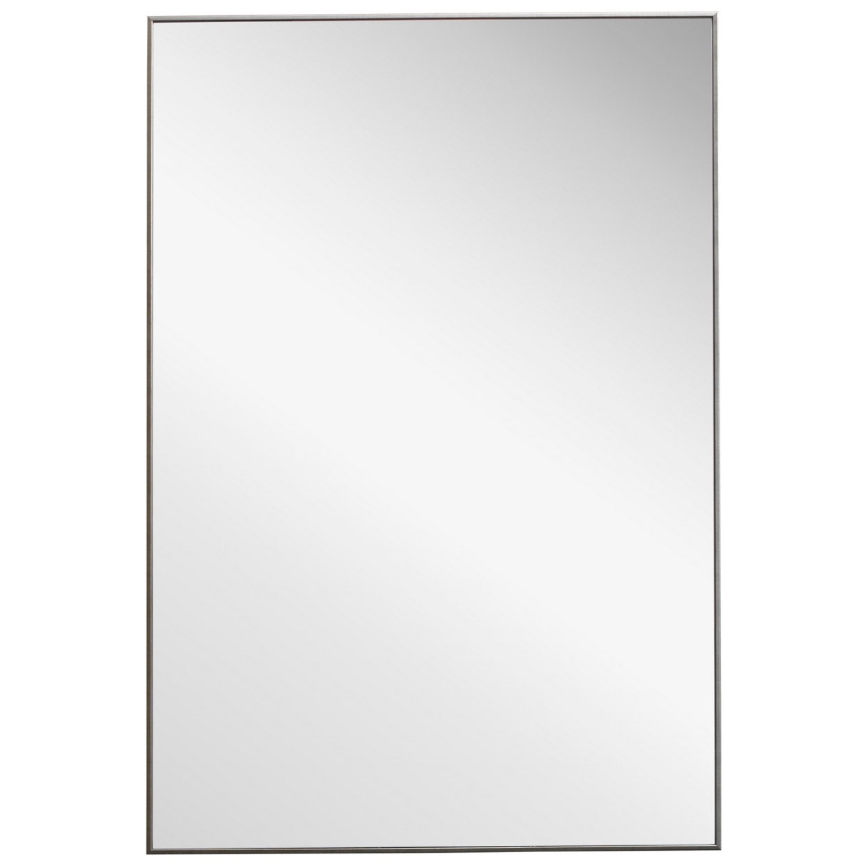 Rectangular Thin Wooden Frame Mirror, Silver- Saltoro Sherpi