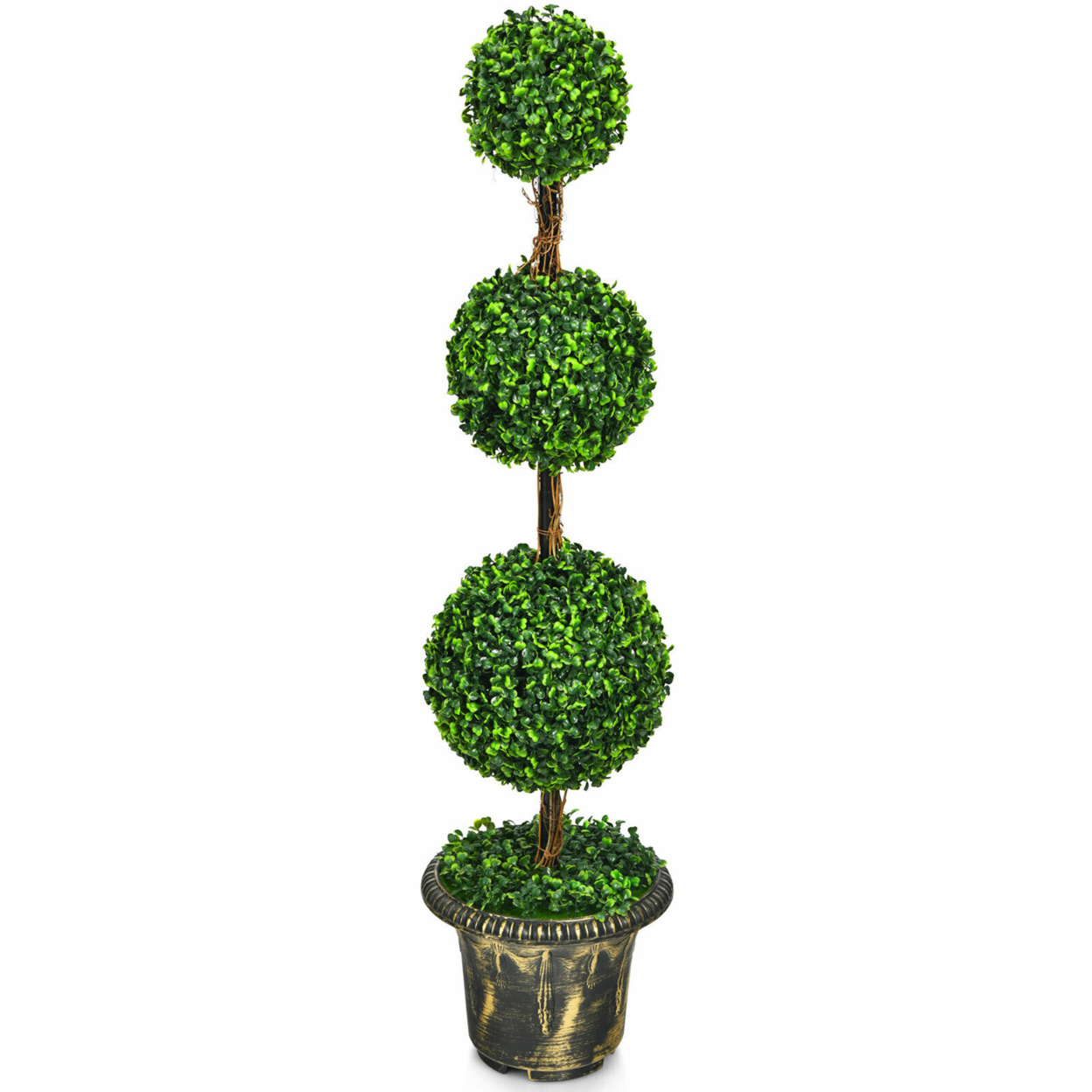 4 Ft Artificial Triple Ball Topiary Tree Greenery Plant Home Office Decor