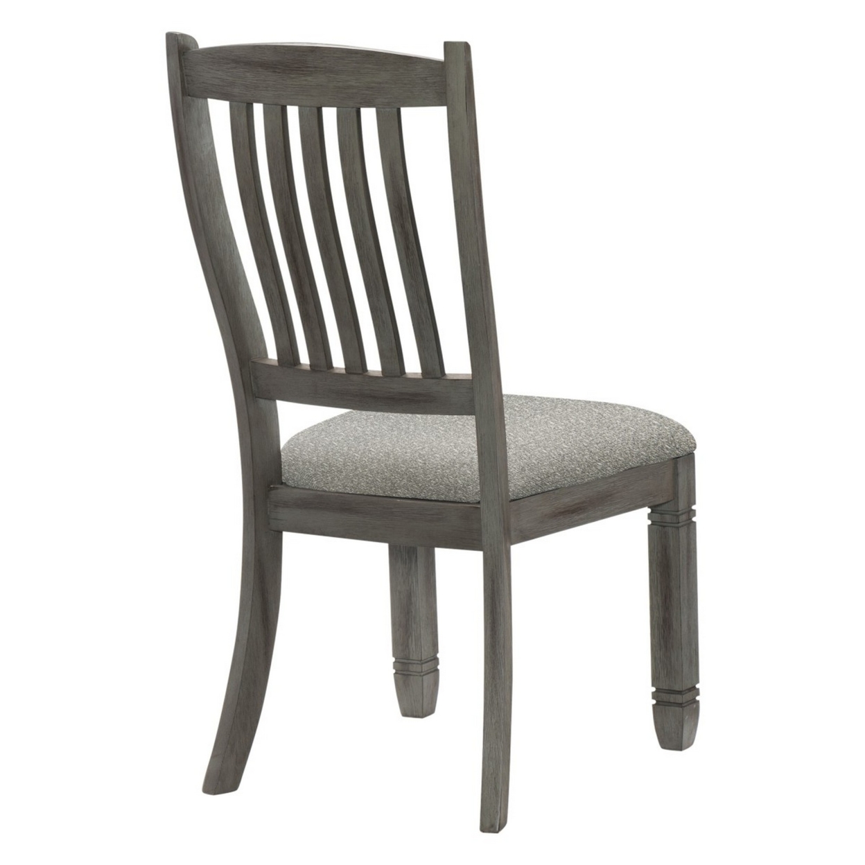 Slatted Back Wooden Side Chair With Padded Seat, Set Of 2, Gray- Saltoro Sherpi