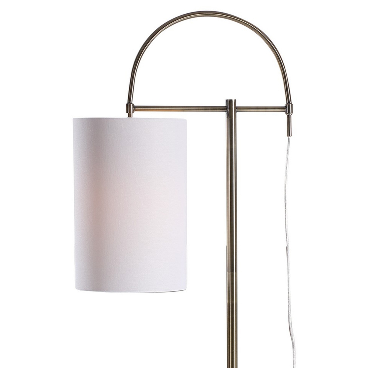 Stalk Design Metal Floor Lamp With Open Semi Circle Accent, Silver- Saltoro Sherpi