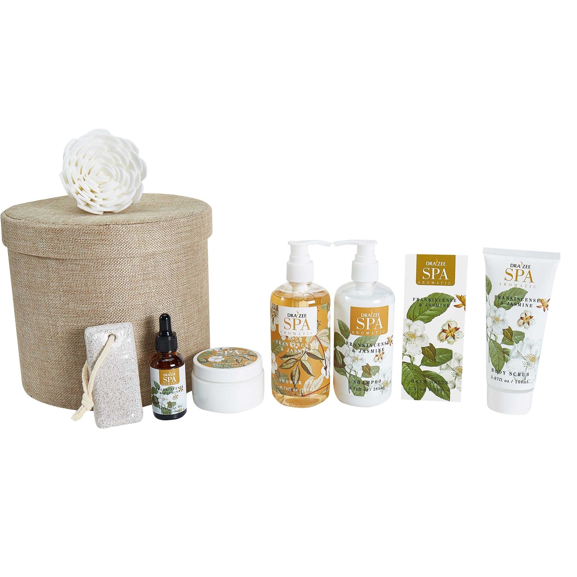 Draizee 8 Pieces Luxury Skin Care Bath Gift Set For Women W/ Refreshing Princess Flower Fragrance Includes Shower Gel, Shampoo, Body Scrub