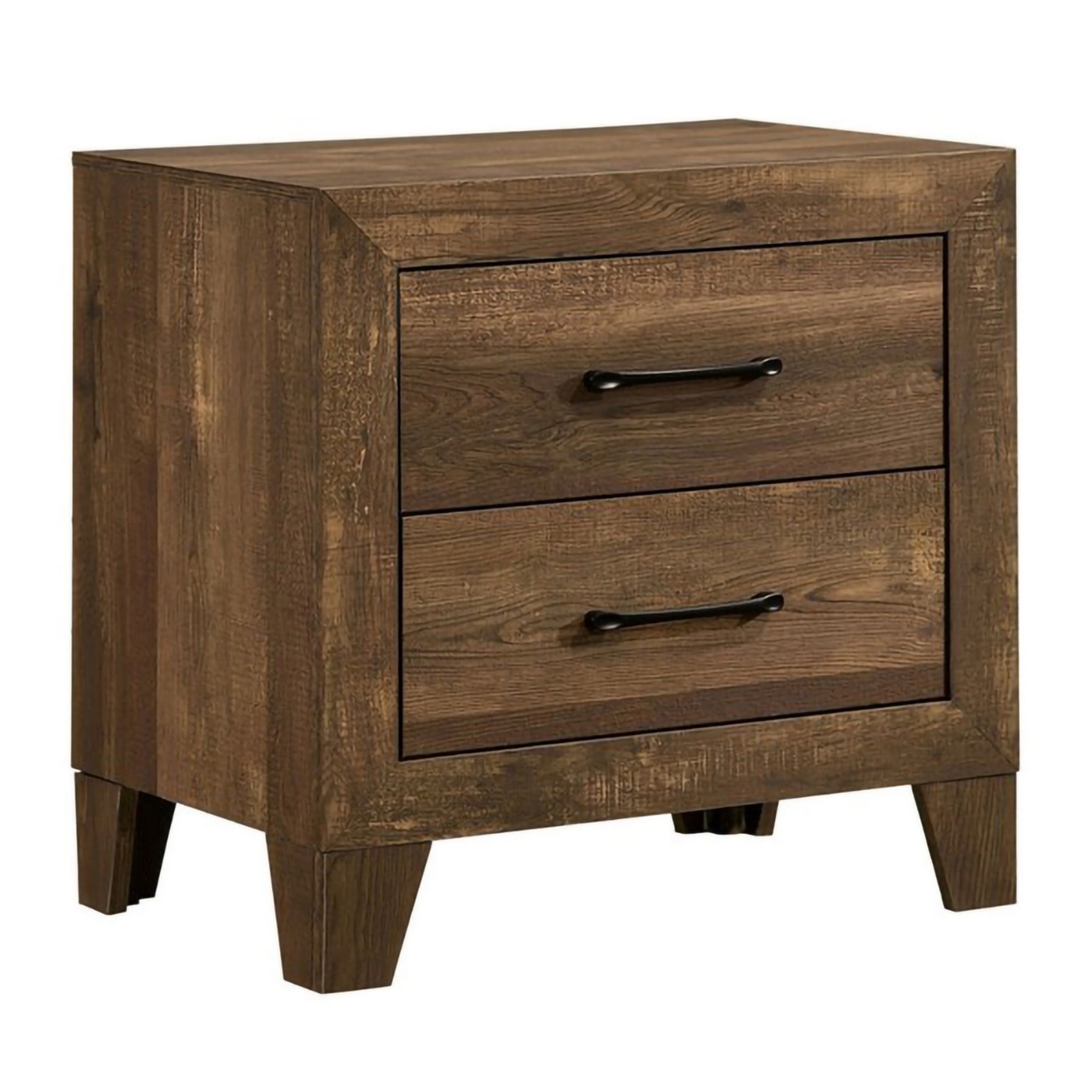 Rustic 2 Drawer Wooden Nightstand With Grain Details, Brown- Saltoro Sherpi