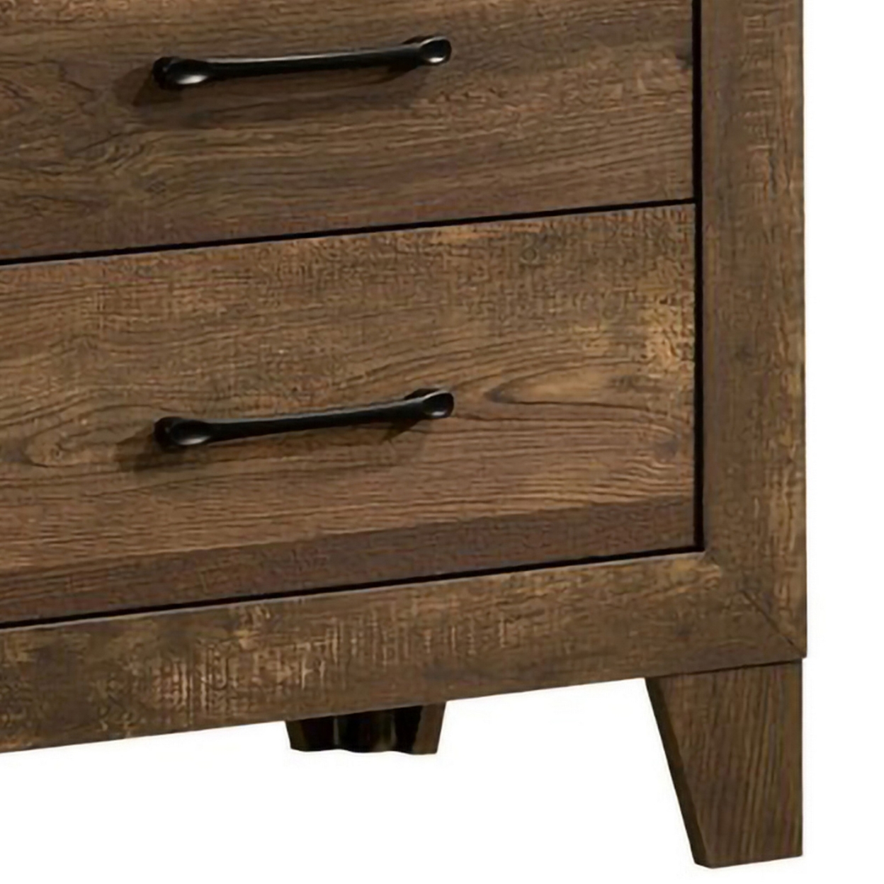 Rustic 2 Drawer Wooden Nightstand With Grain Details, Brown- Saltoro Sherpi
