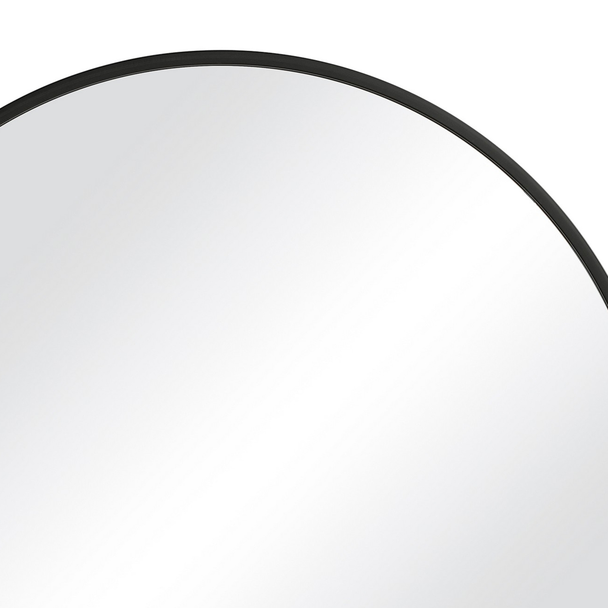 37 Inches Round Shape Sleek Frame Mirror, Black- Saltoro Sherpi