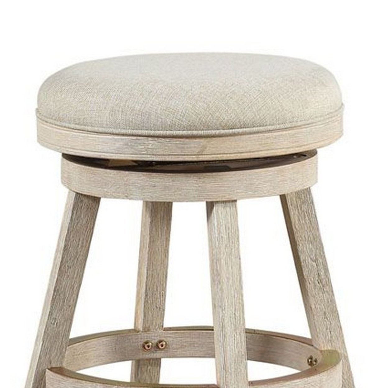 Wooden Swivel Counter Stool With Round Fabric Seat, Gray- Saltoro Sherpi
