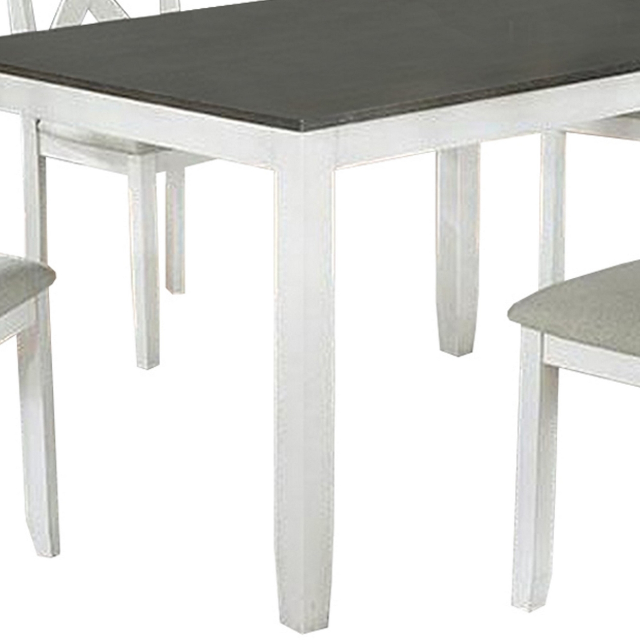5 Piece Dining Table Set With Padded Seat And X Back, White- Saltoro Sherpi