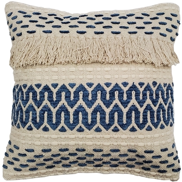 Pillow Decor - Ojai Blue Bohemian Pillow 20x20 Complete With Pillow Insert